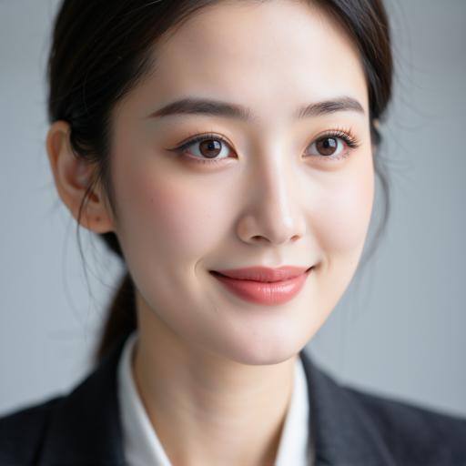 三十五岁左右女性头像,穿职业套装,浅色背景,专业商务形象